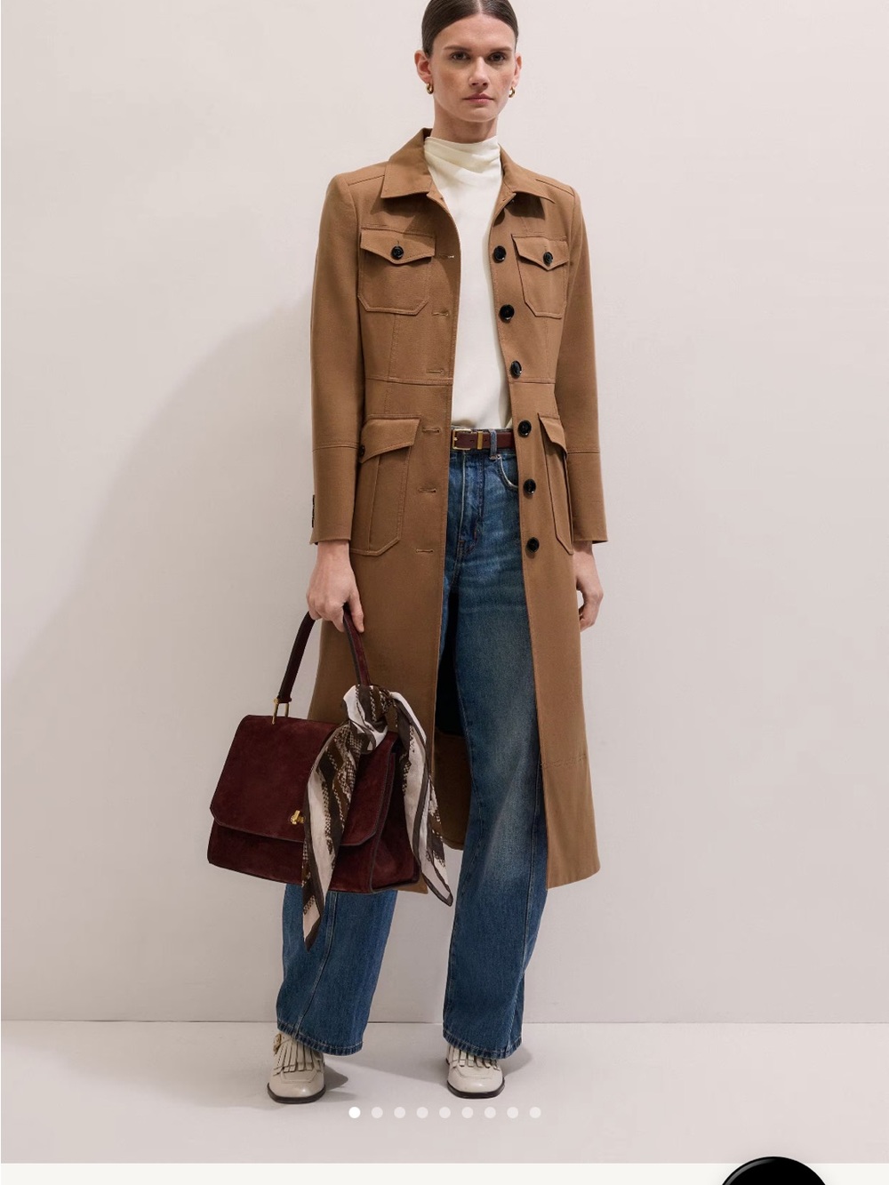 FLASH SALE!Only worn once ME+EM Camel Single-Breasted Long Trench Coat in Size 2